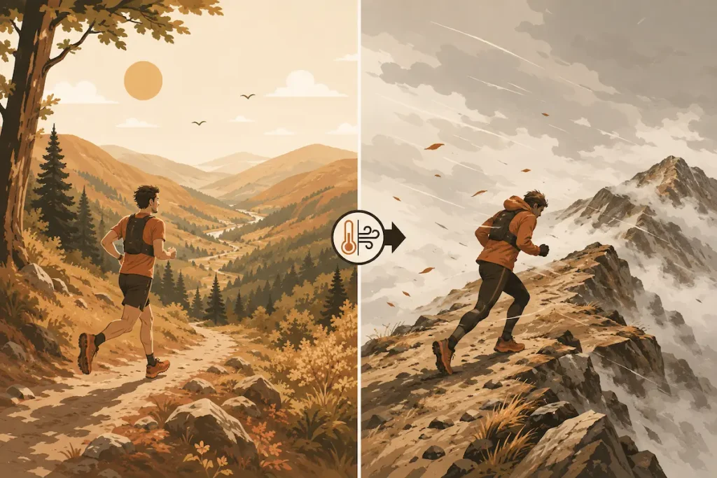Comparaison illustrée entre les conditions météo en vallée et sur les crêtes des Vosges