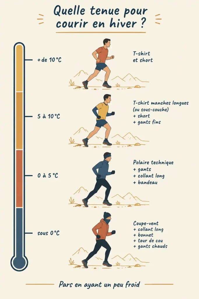 Infographie : comment s'habiller pour courir en hiver selon la température